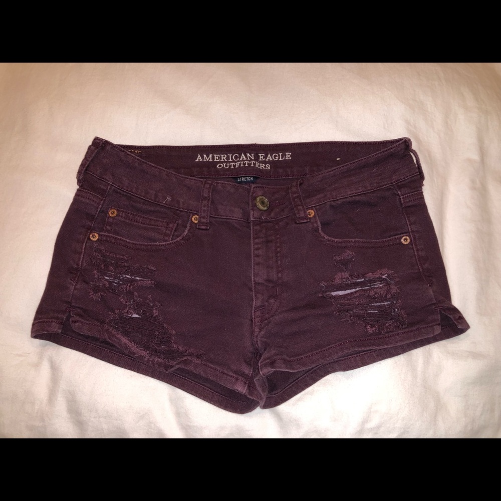 American Eagle Jean Shorts- Shortie, burgundy